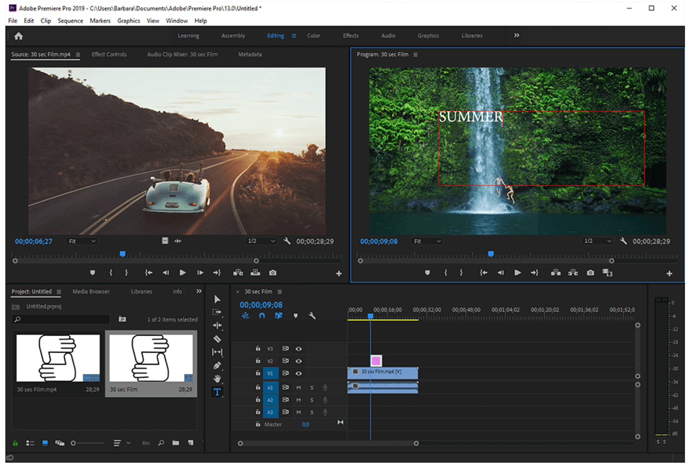 Editing while filming example